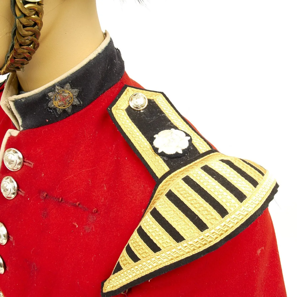 Original British Coldstream Guards Bandsman Uniform Set with Bearskin Helmet - Queens Crown 1950s