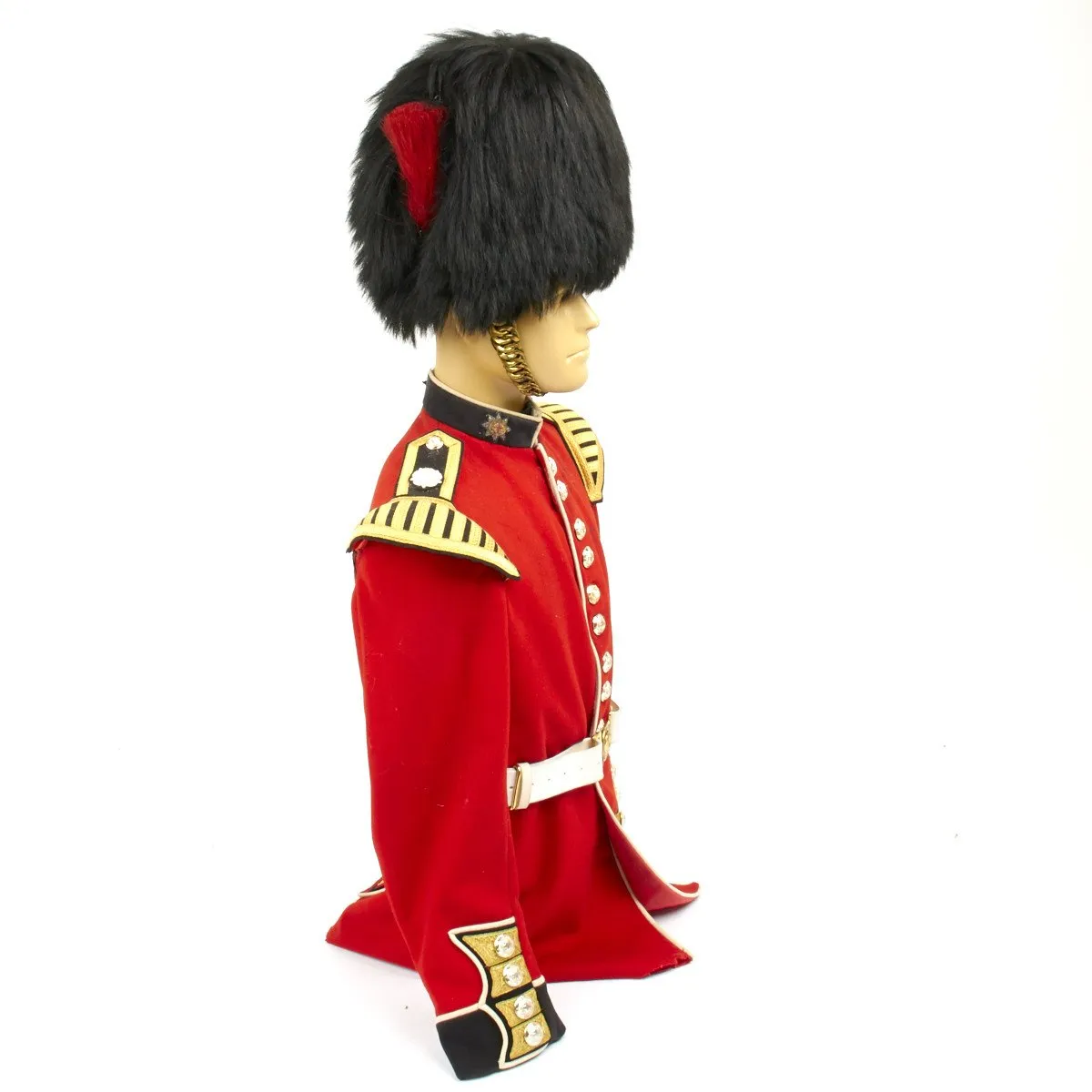 Original British Coldstream Guards Bandsman Uniform Set with Bearskin Helmet - Queens Crown 1950s