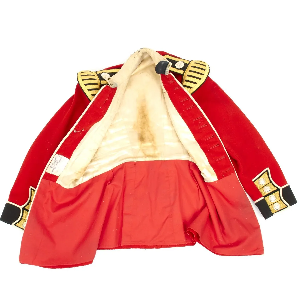 Original British Coldstream Guards Bandsman Uniform Set with Bearskin Helmet - Queens Crown 1950s