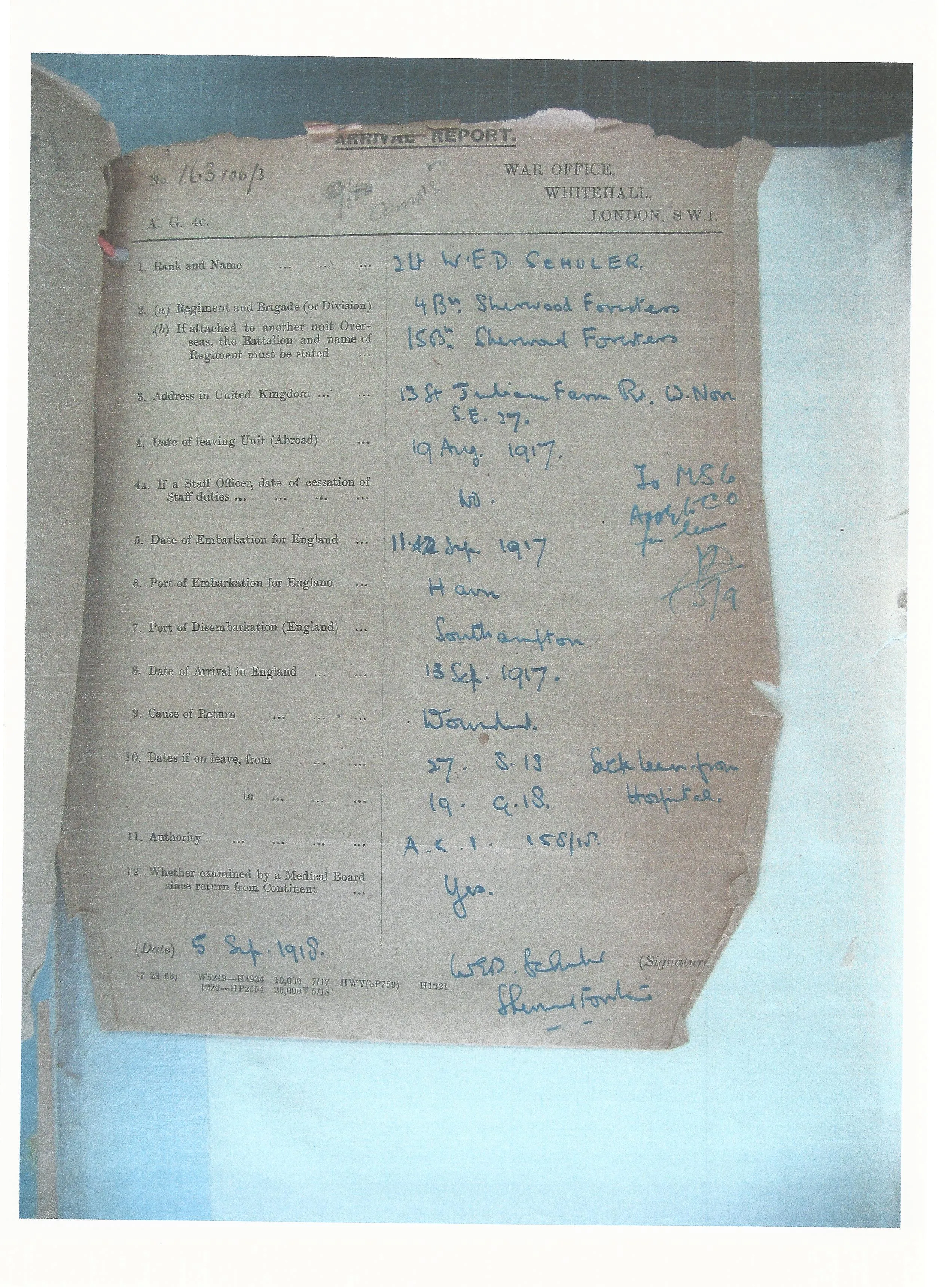 Original British WWI 15th Sherwood Foresters Named Officer Uniform with Trench Notebooks and Research