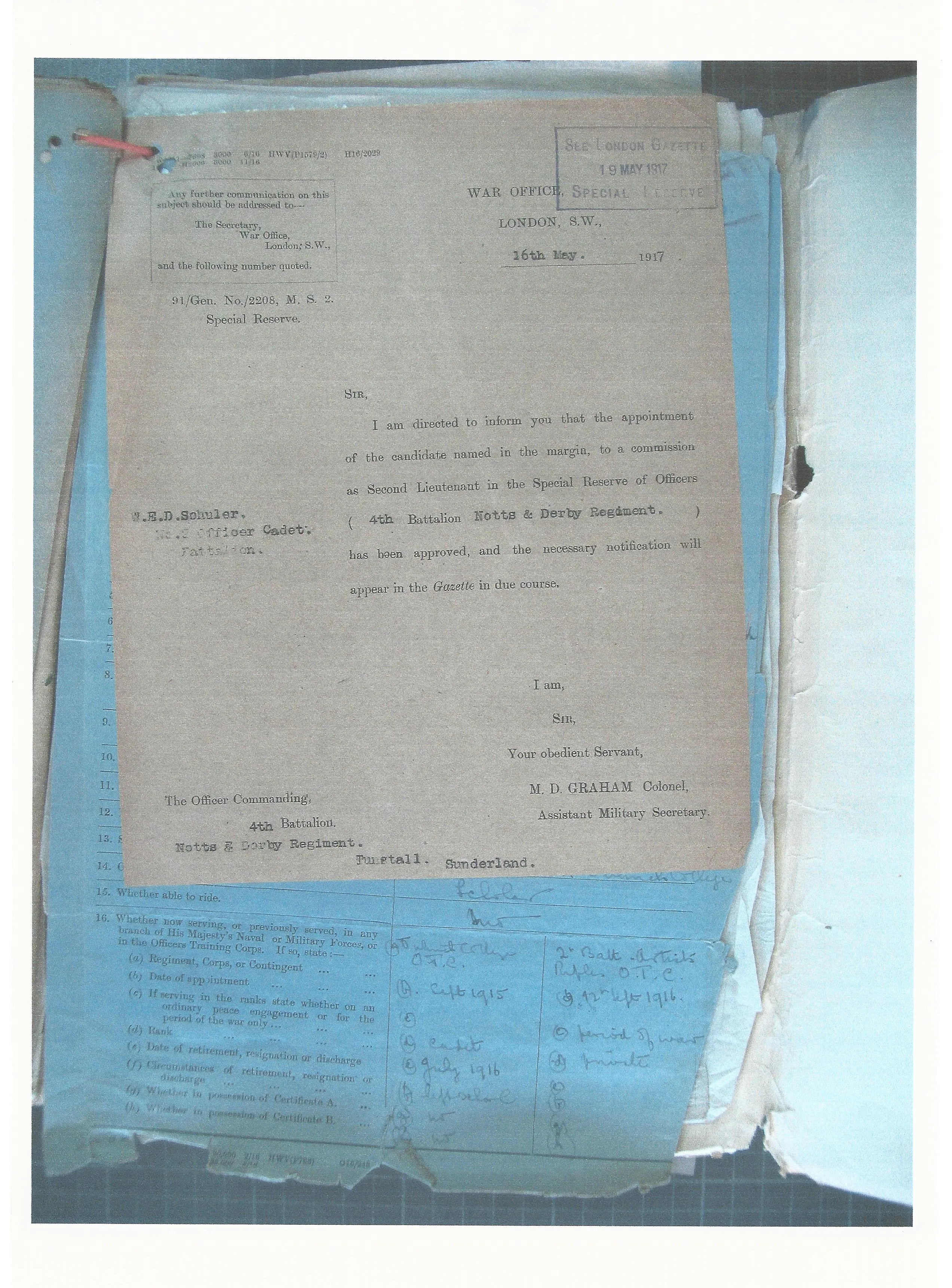 Original British WWI 15th Sherwood Foresters Named Officer Uniform with Trench Notebooks and Research