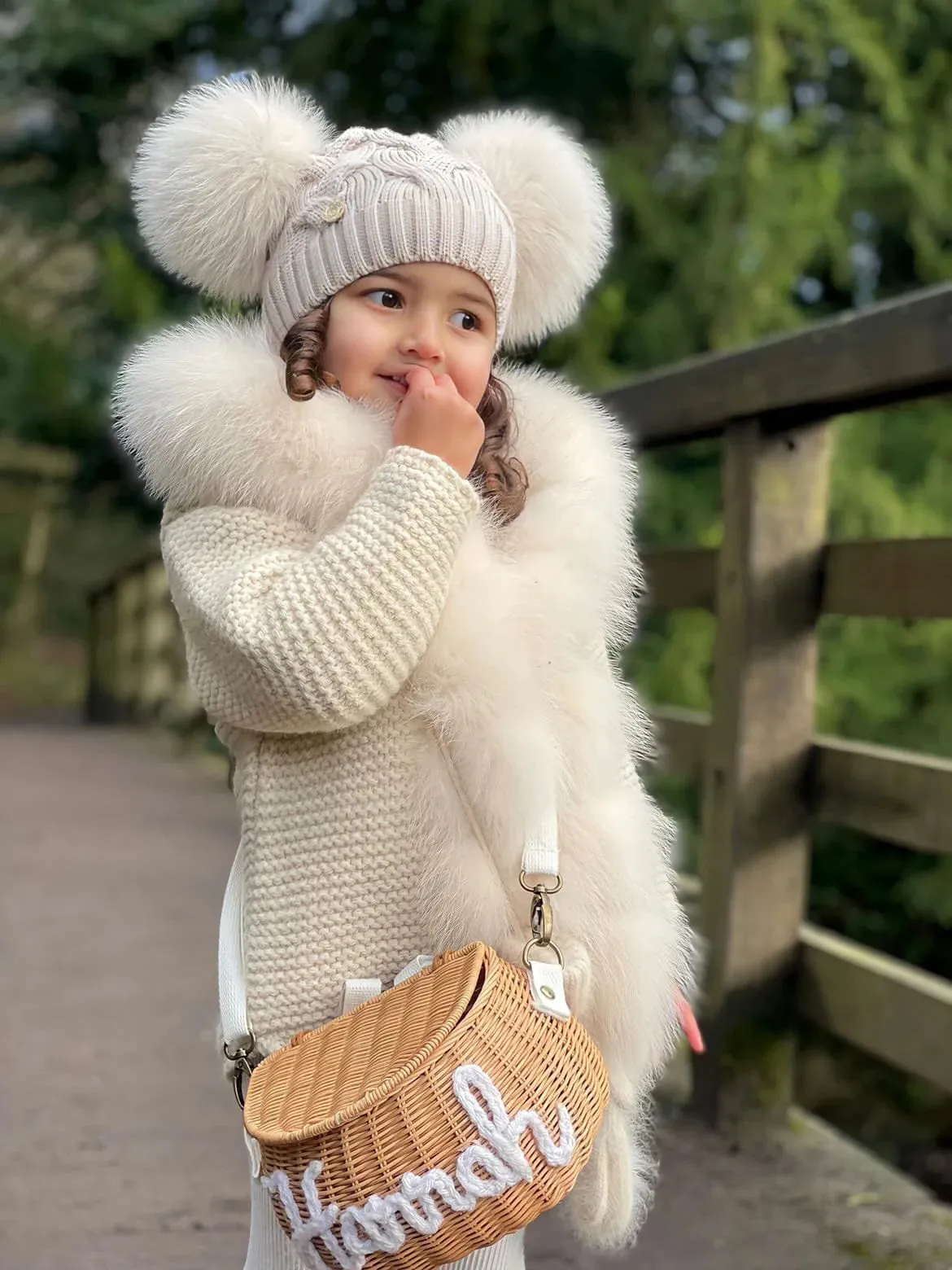 Petite Maison Kids Sandstone Merino Wool Kids Double Pom Hat