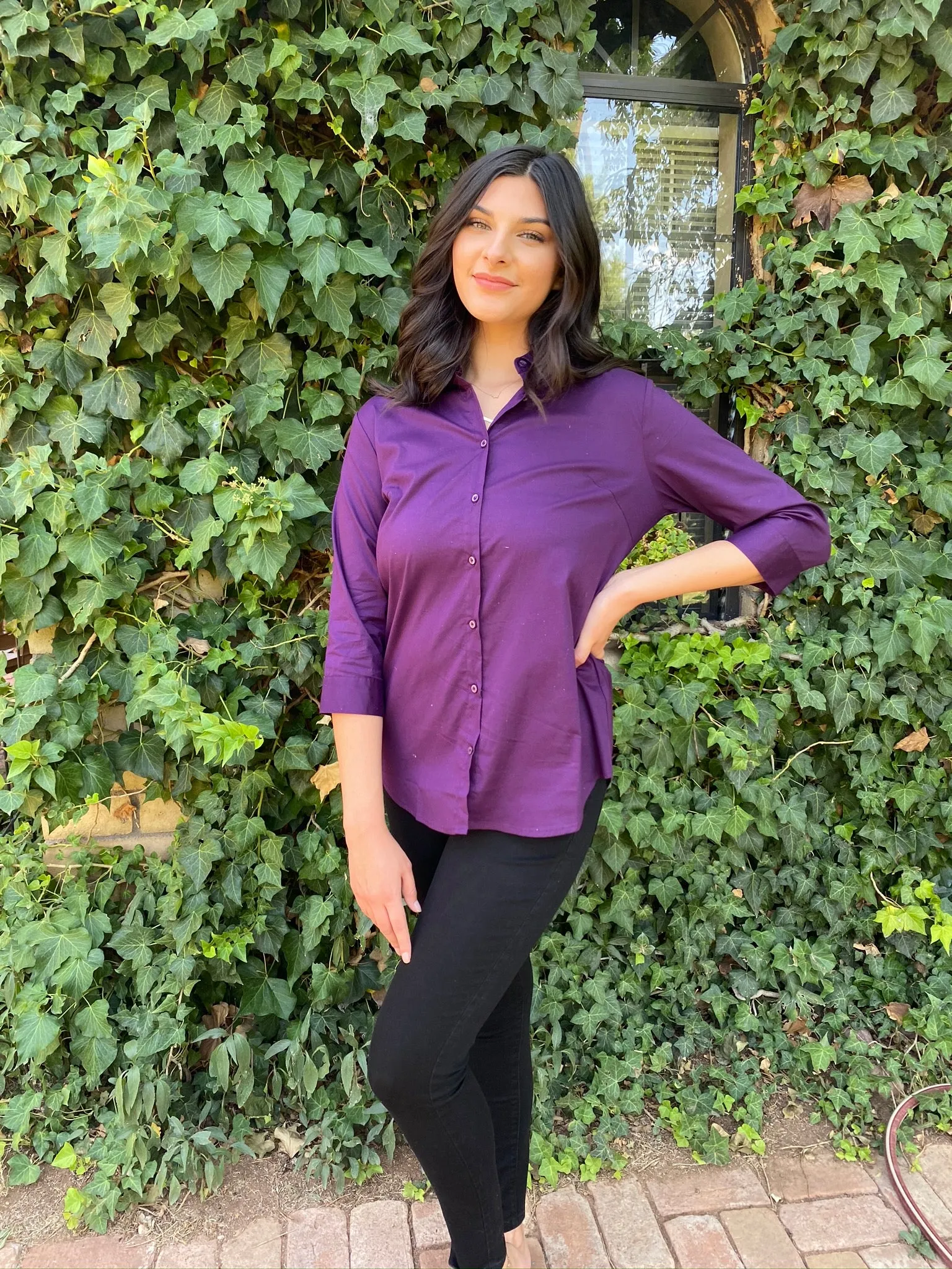 Purple Button Down Top