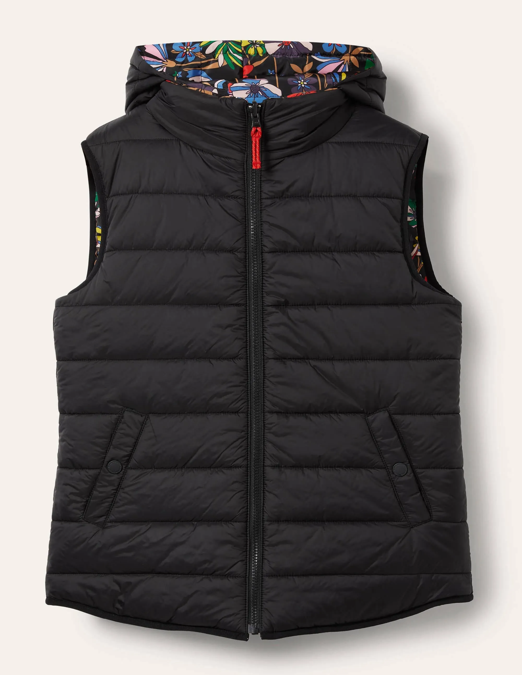 Reversible Lightweight Gilet-Black, Wild Dandelion