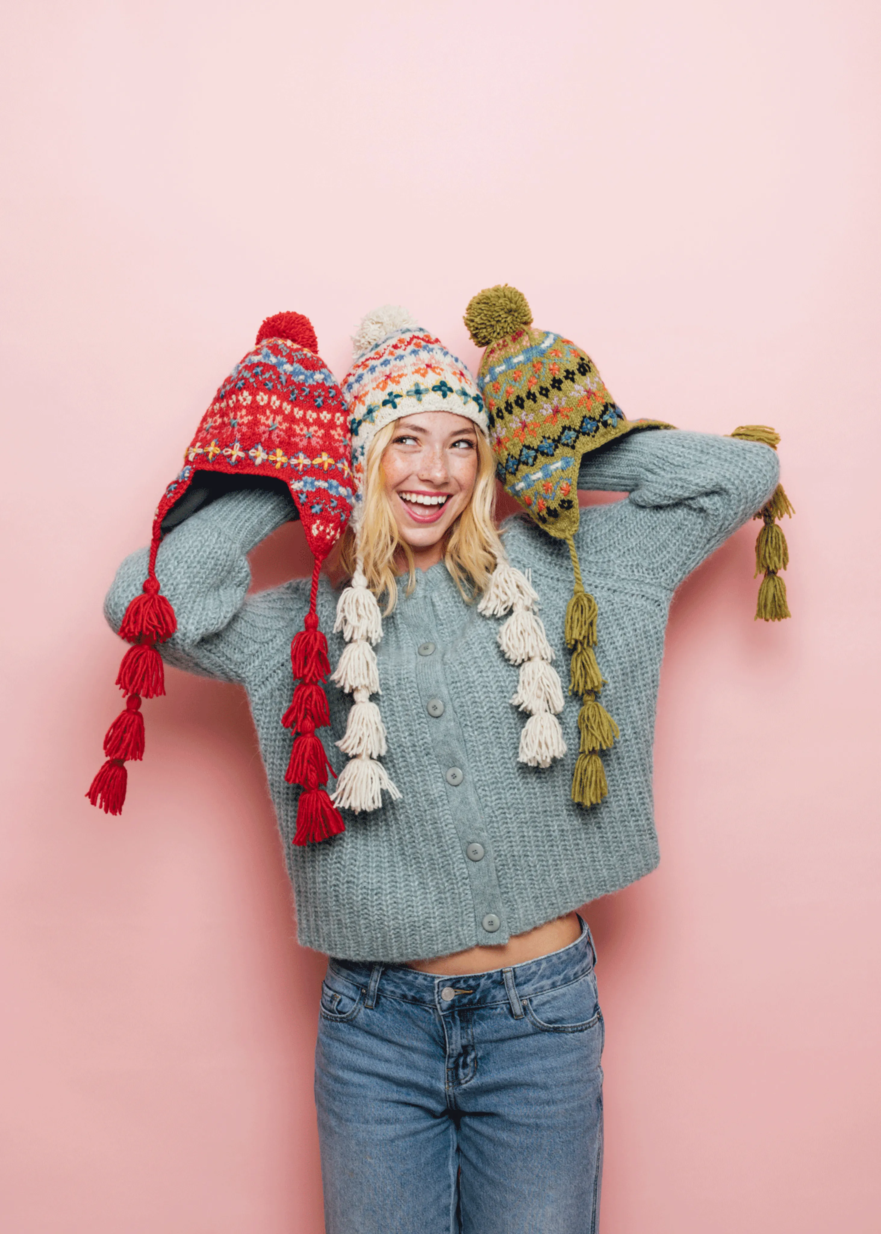 River earflap hat, red
