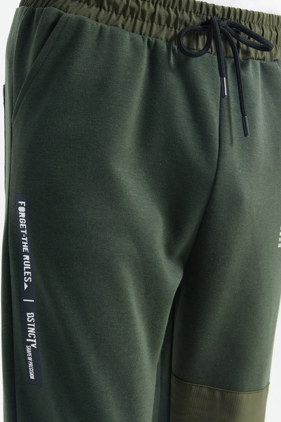 Senior Boys Olive Kangaroo Pocket Jogger Set (2 Piece)