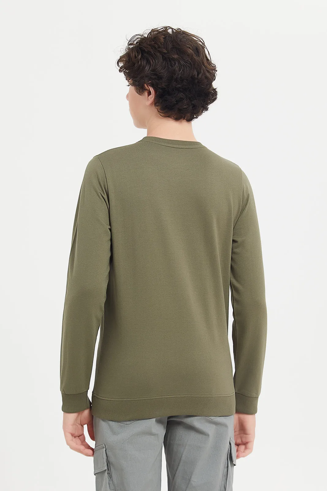 Senior Boys Olive Skating Printed Sweatshirt