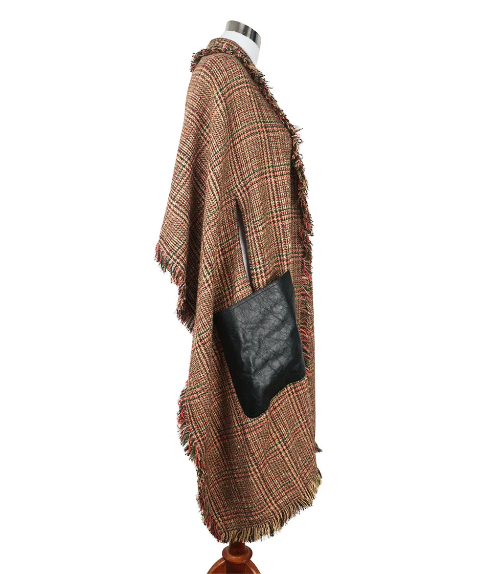 Sonia Rykiel Green & Orange Wool Cape