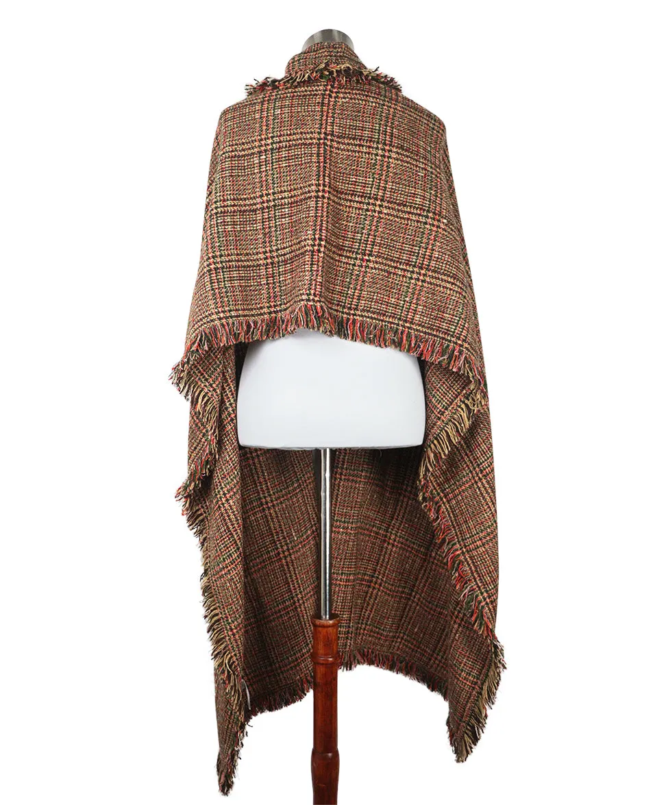 Sonia Rykiel Green & Orange Wool Cape