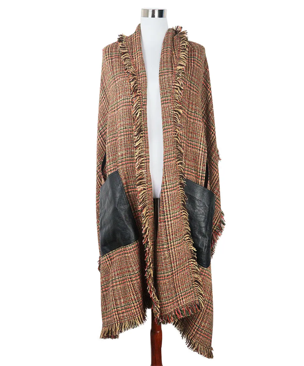 Sonia Rykiel Green & Orange Wool Cape