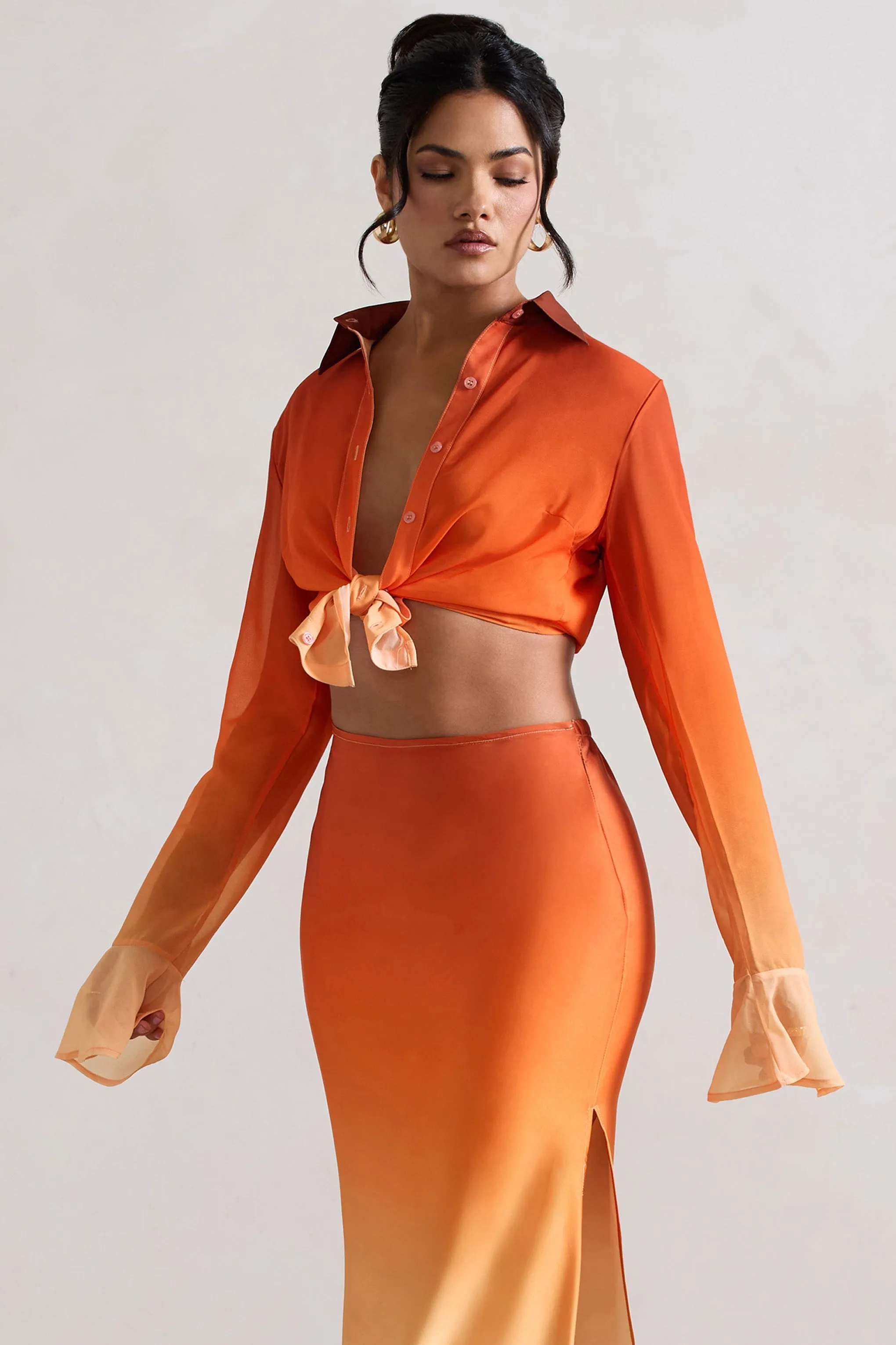 Tahiti | Orange Ombre Flared-Sleeve Shirt