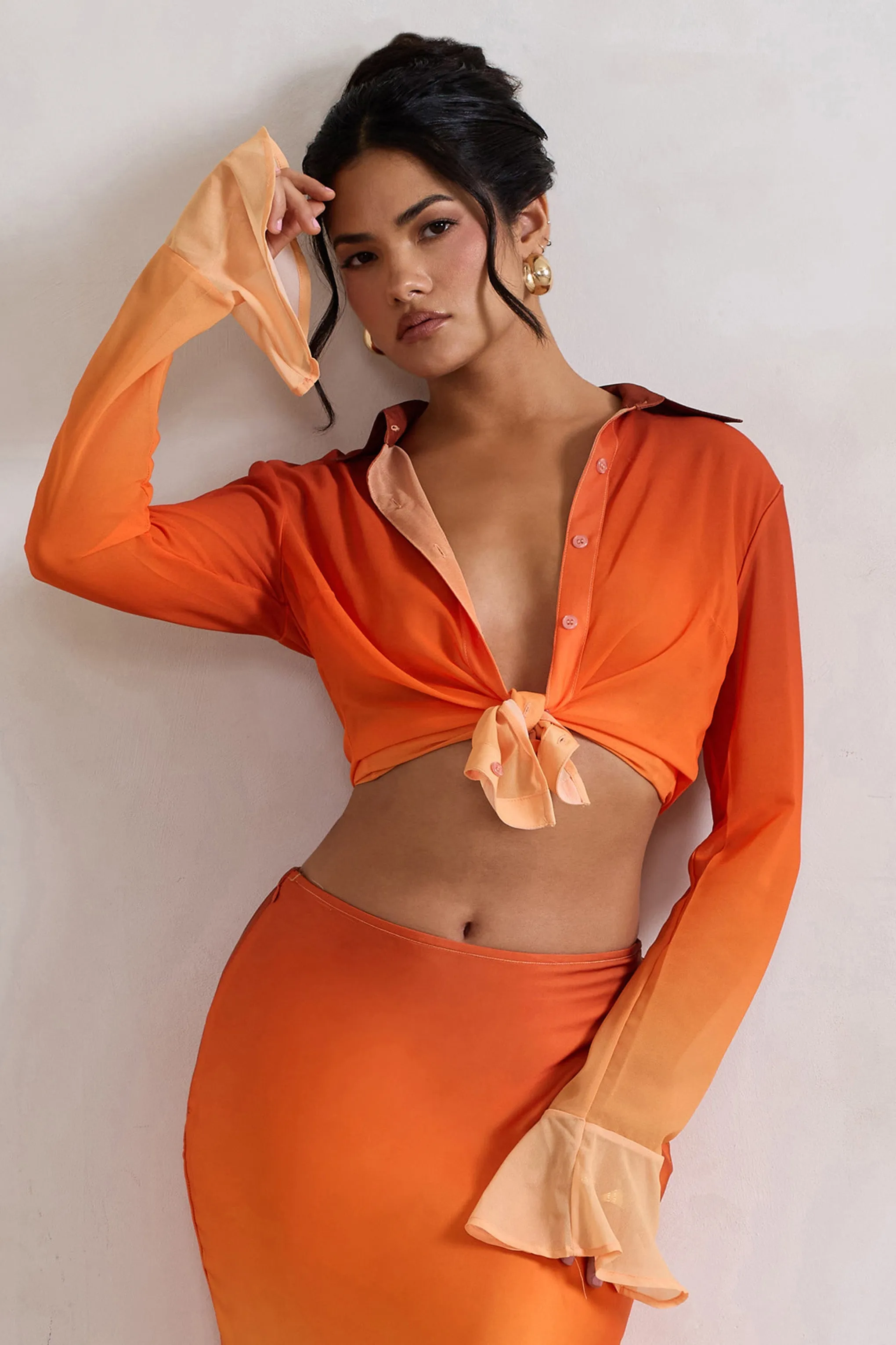 Tahiti | Orange Ombre Flared-Sleeve Shirt