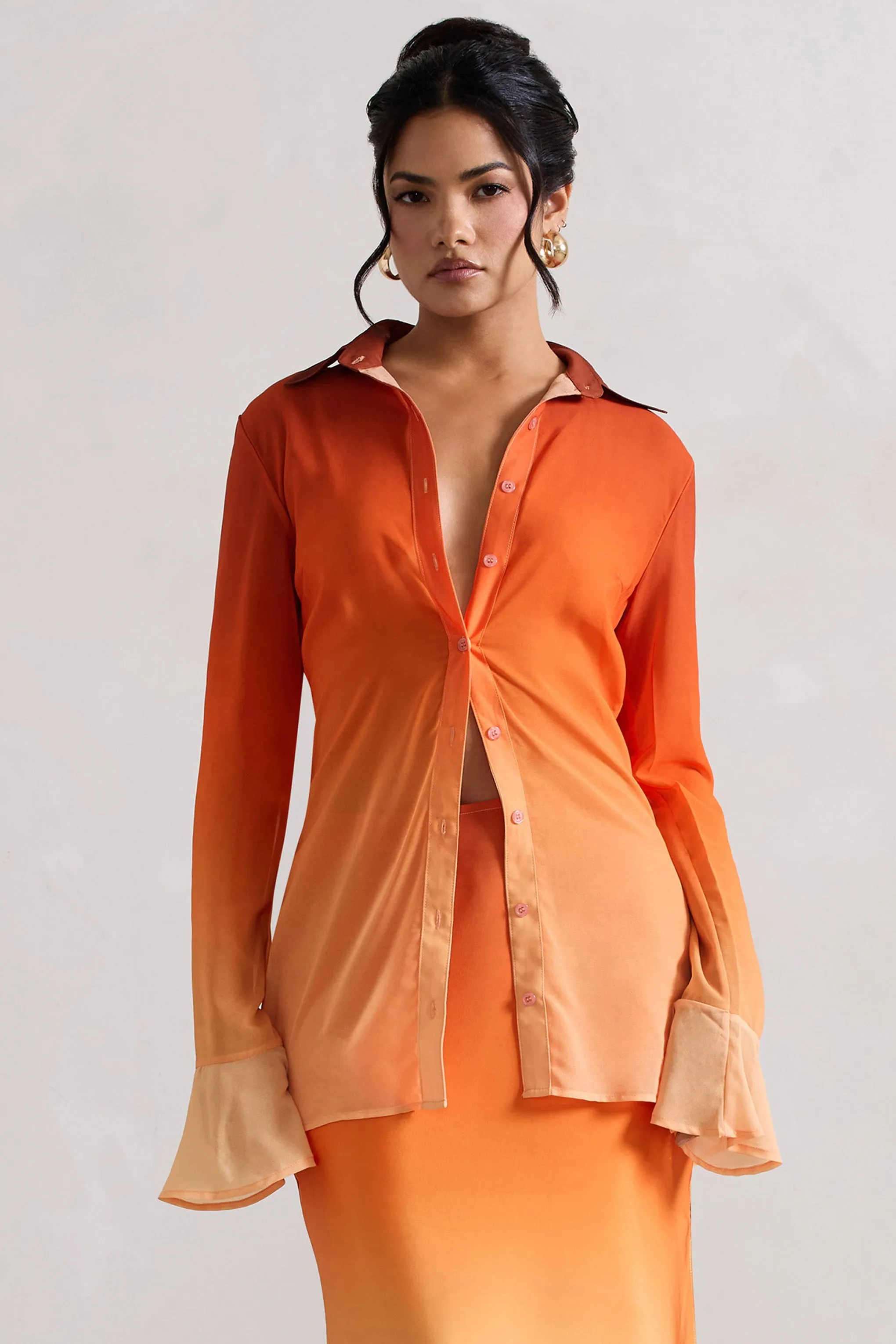 Tahiti | Orange Ombre Flared-Sleeve Shirt