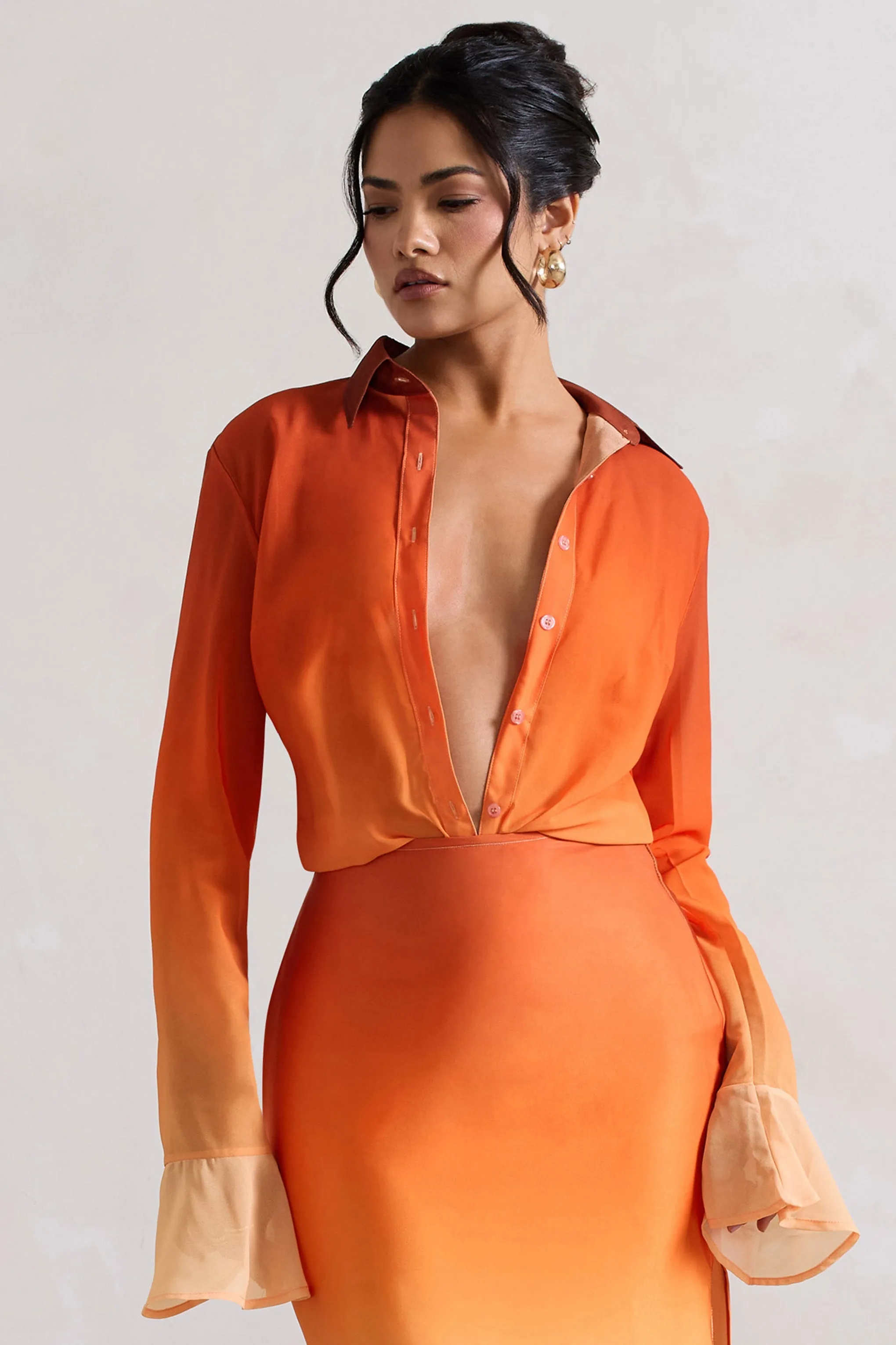 Tahiti | Orange Ombre Flared-Sleeve Shirt