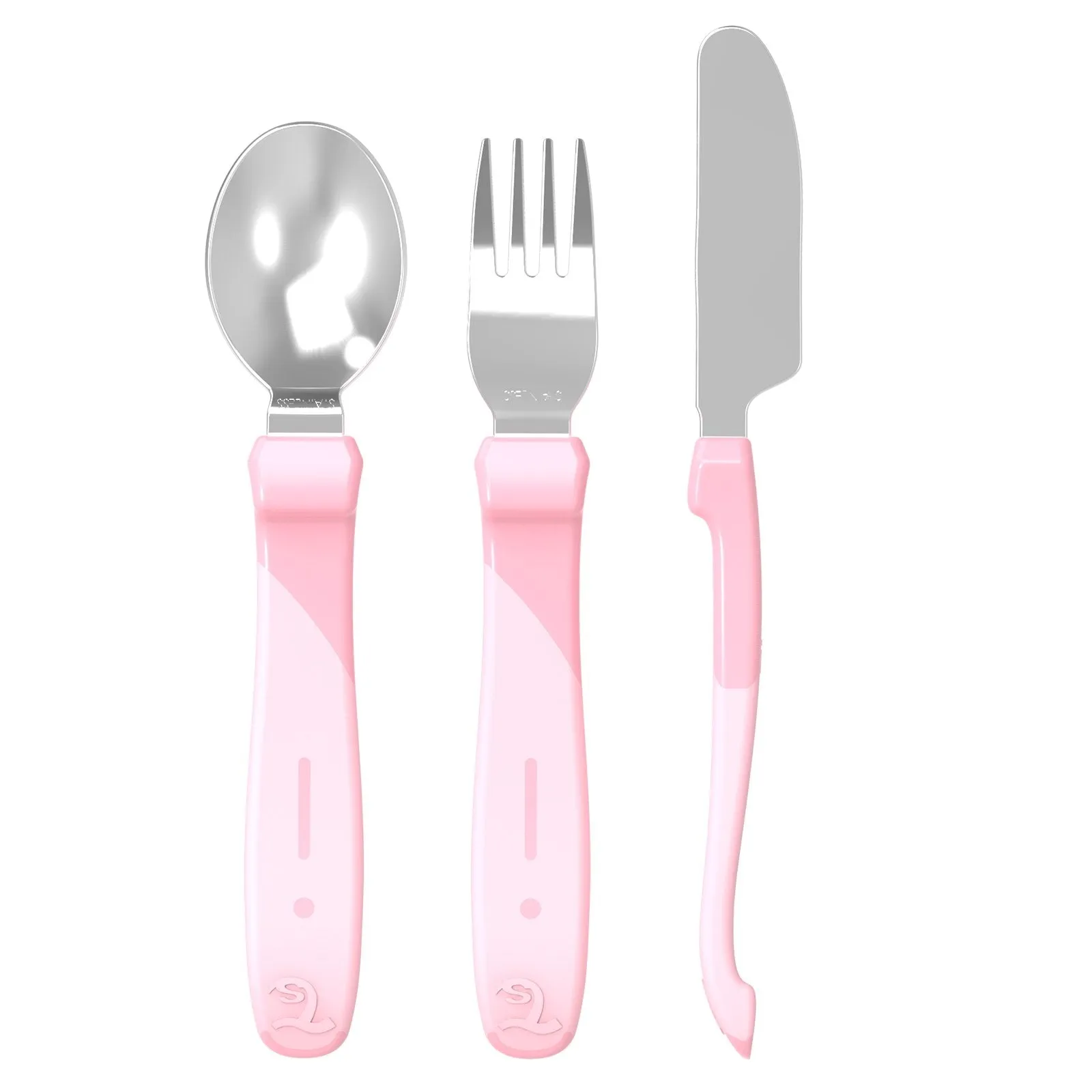 Toddler Stainless Steel Learning Cutlery Pastel Pink 12m 