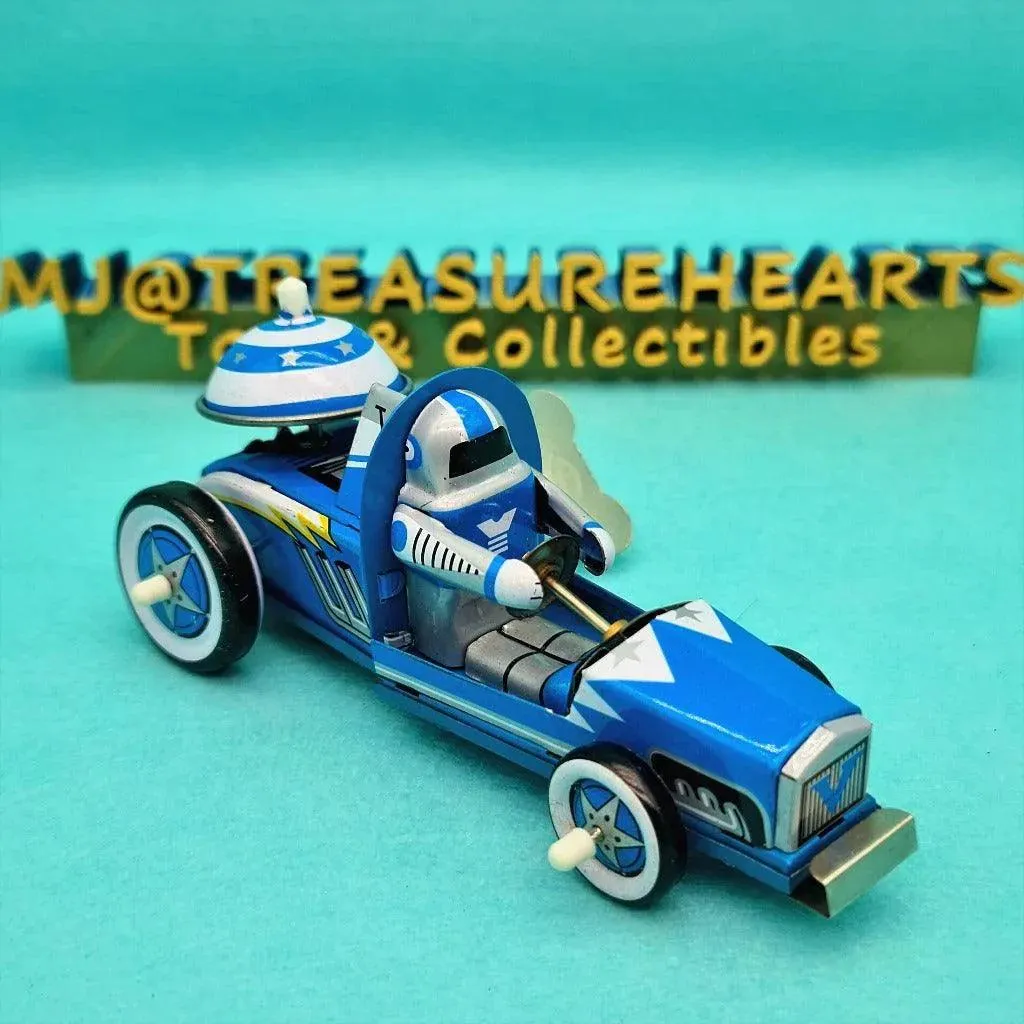 Vintage Blue RACER Wind-Up Tin Toy MS 269