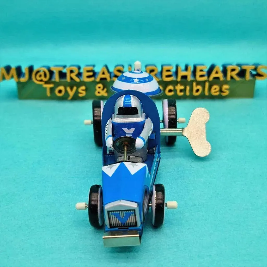 Vintage Blue RACER Wind-Up Tin Toy MS 269