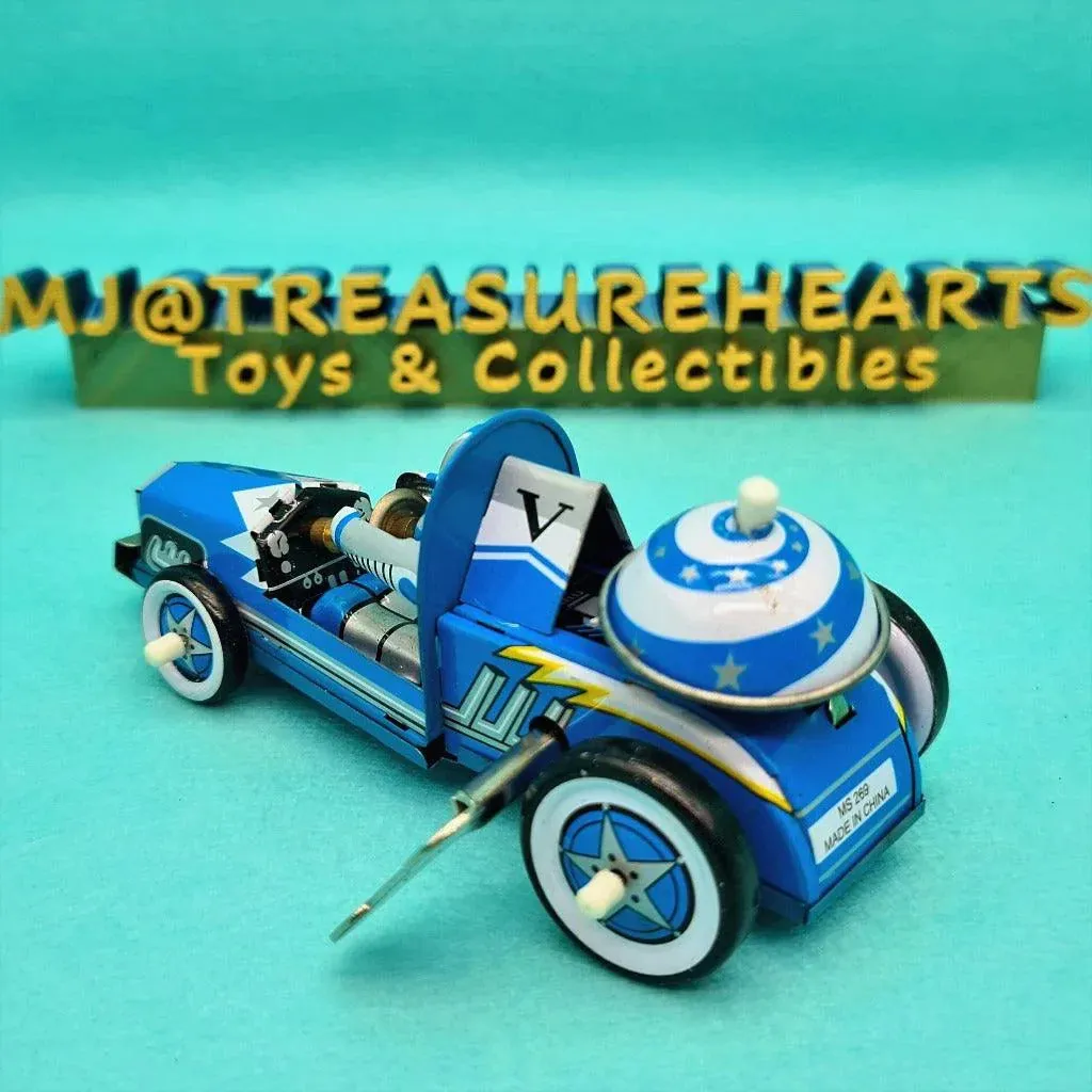 Vintage Blue RACER Wind-Up Tin Toy MS 269