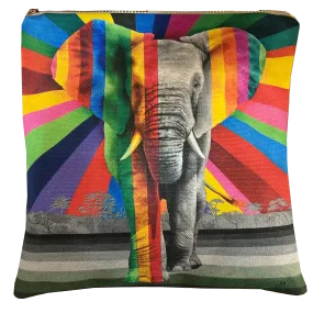Wildlife in Colour Hand-Made Small Zip Bag – Elephant – 8" X 6"
