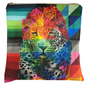 Wildlife in Colour Hand-Made Small Zip Bag – Leopard – 8" X 6"