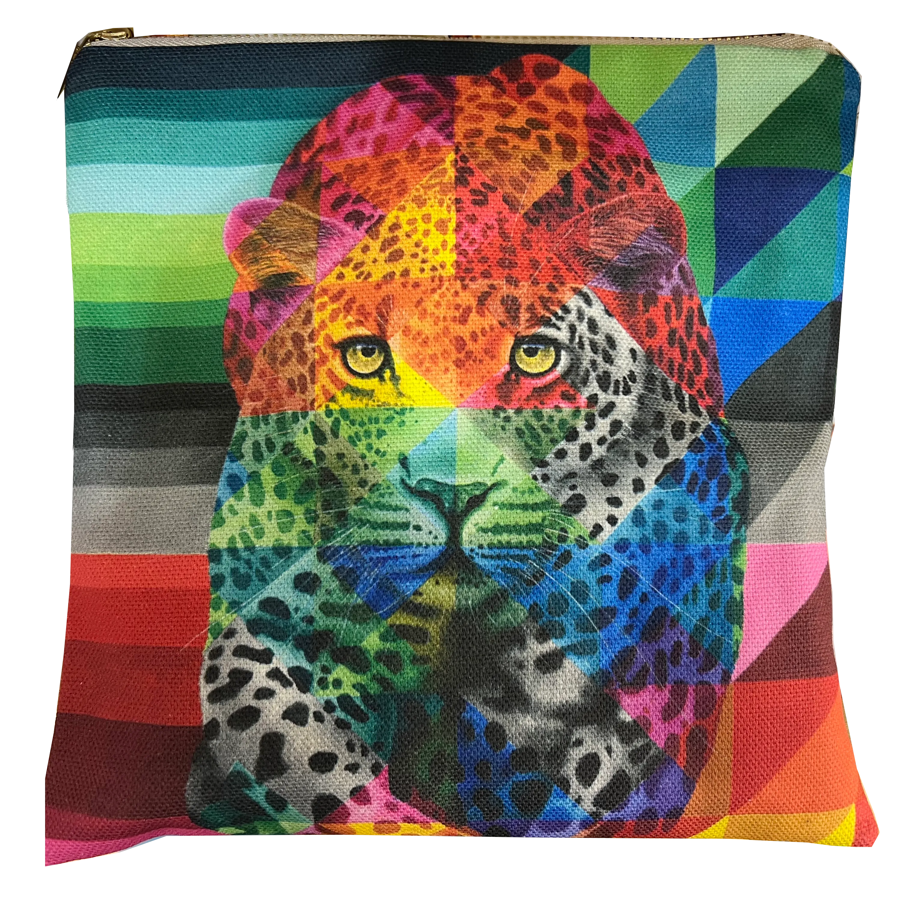 Wildlife in Colour Hand-Made Small Zip Bag – Leopard – 8" X 6"