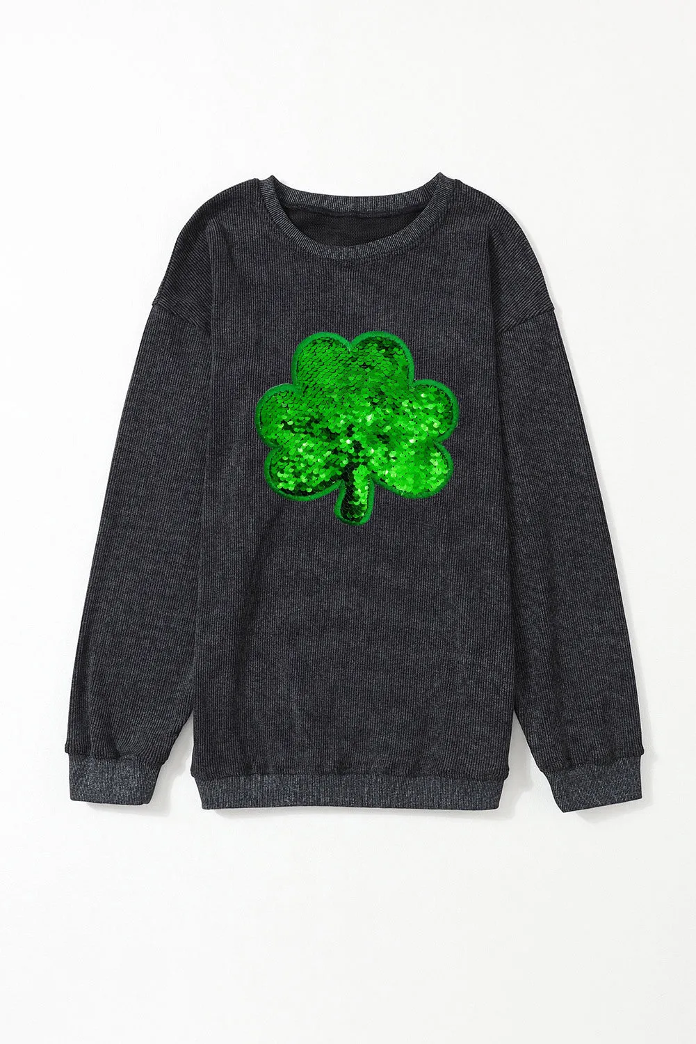 Women's Sequin Embroidered Clover Corded Sweatshirt