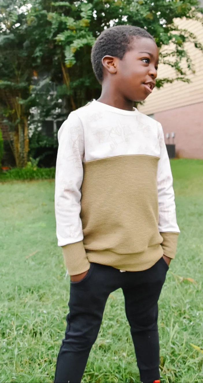 Youth Astoria Crewneck Sweater and Hoodie Digital Sewing Pattern Sizes NB-16Y
